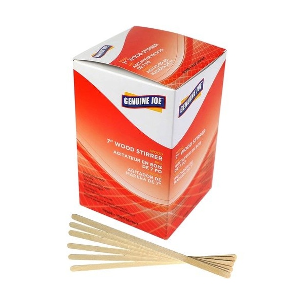 Genuine Joe Genuine Joe Stirrer, Wooden, 7inL, Woodgrain, 1000PK GJO03168 - main
